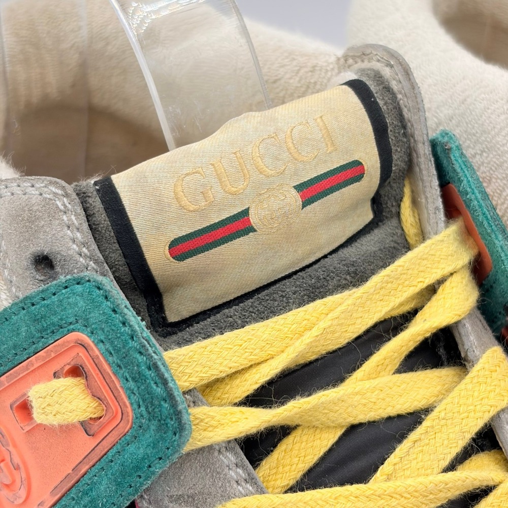 Gucci Ultrapace Mid Top Sneakers 40 Retro Neon Multi Color Suede Luxury Shoe - Picture 6 of 10